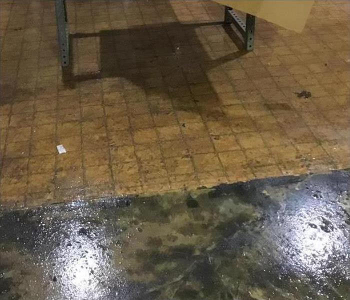 contaminated water on tile floor