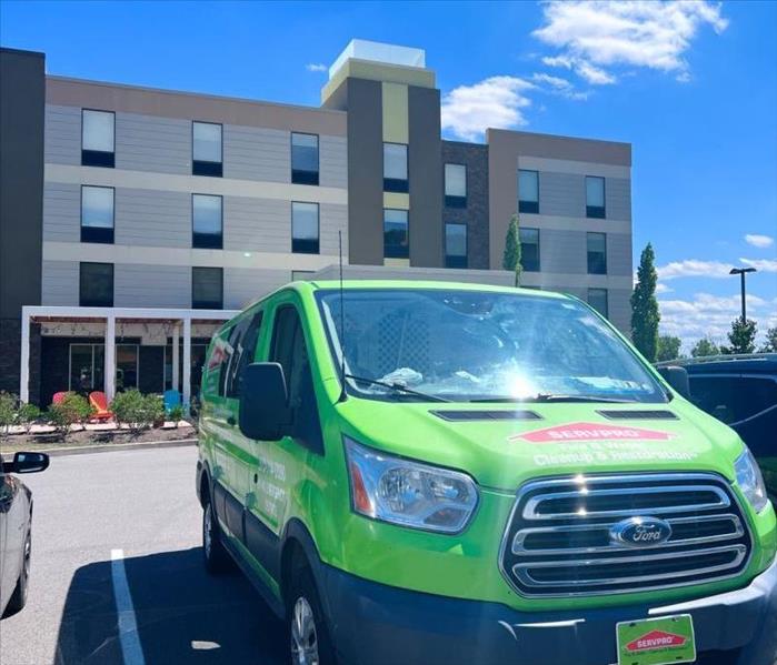 SERVPRO van parked in front of hotel